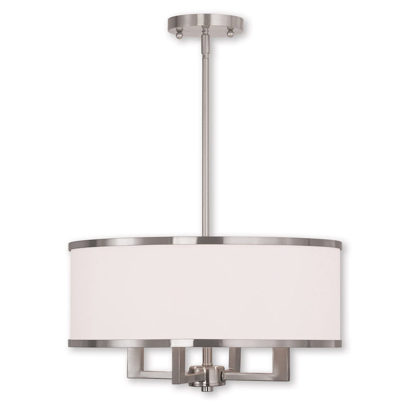 18'' Four Light Dimmable Chandelier With Shades - Pearl Silver / Nickel