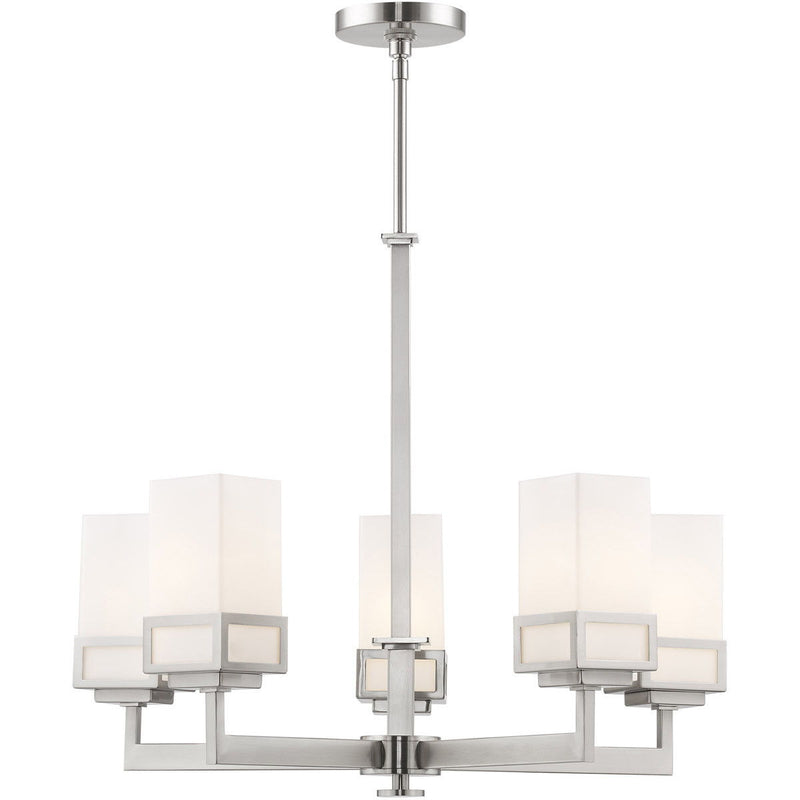28" Five-Light Dimmable Chandelier With Shades - Nickel