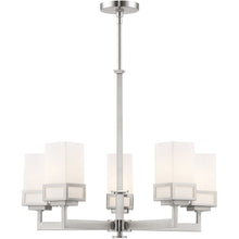 Load image into Gallery viewer, 28" Five-Light Dimmable Chandelier With Shades - Nickel
