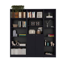 Load image into Gallery viewer, Five Tier Bookcase With Two Doors (Set of 3) - Black
