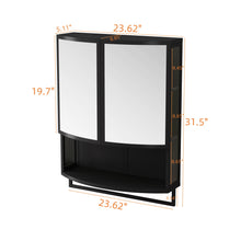 Load image into Gallery viewer, Arched Glass Double Door Wardrobe With Shatterproof Mirror, Open Shelf &amp; Towel Rack
