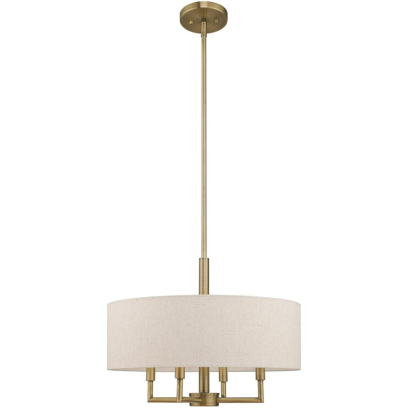 23" Four Light Dimmable Chandelier With Shades - Antiqued Brass