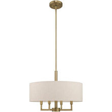 Load image into Gallery viewer, 23" Four Light Dimmable Chandelier With Shades - Antiqued Brass
