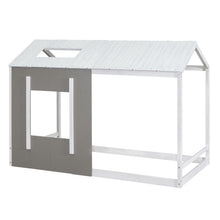 Load image into Gallery viewer, Twin Size House Platform Bed With Roof And Window - Natural / White
