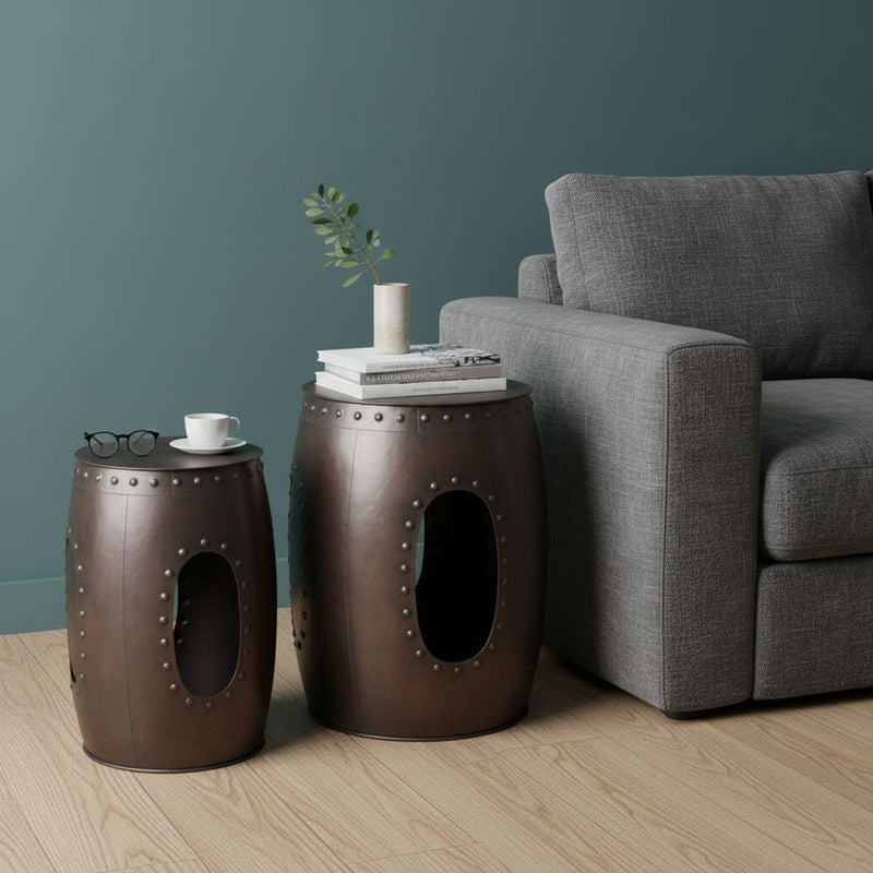 Iron Round End Tables - Copper