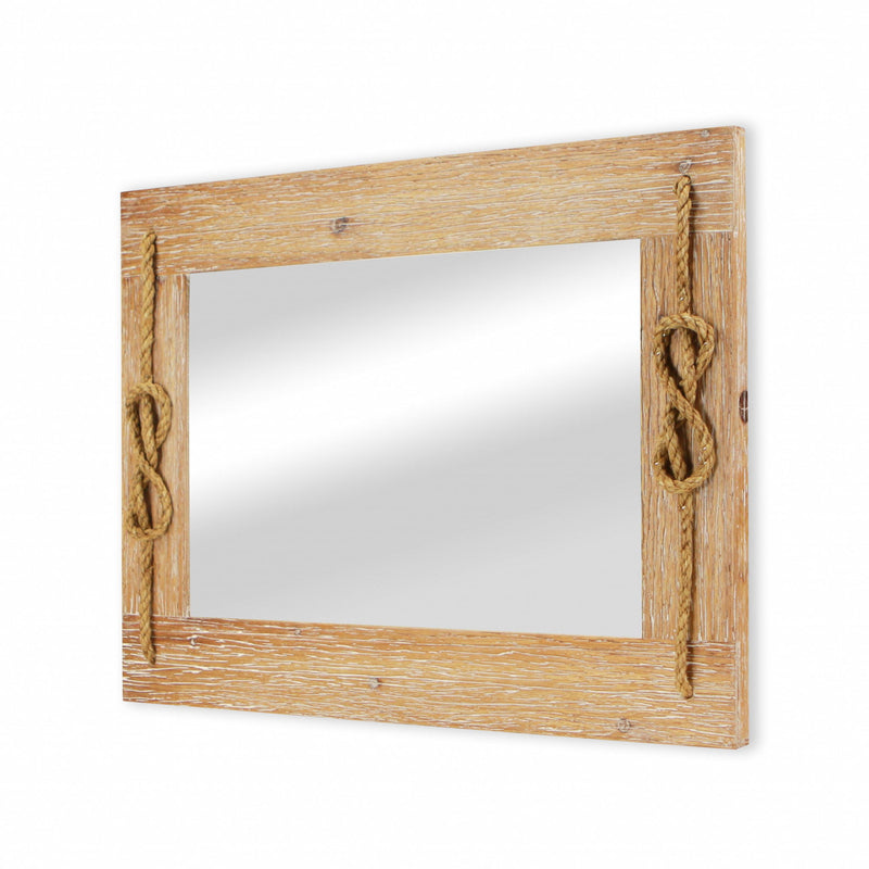 31" Rustic Nautical Accent Framed Wall Mirror - Brown