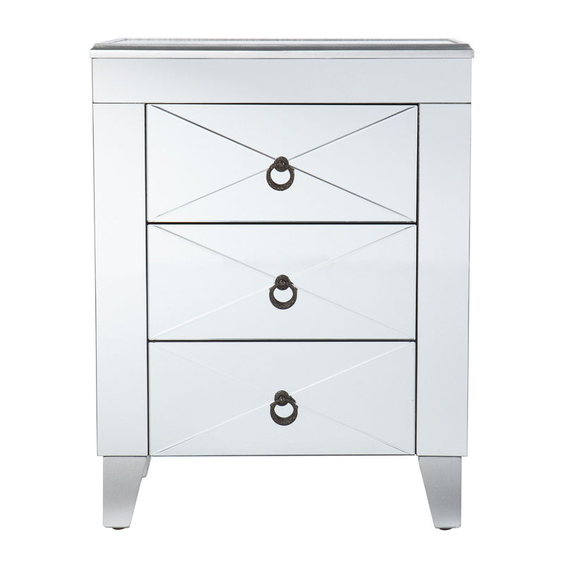 End Table With Three Drawers - Silver