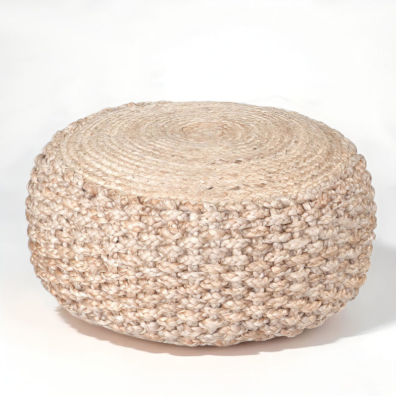 Jute Round Ottoman - Tan