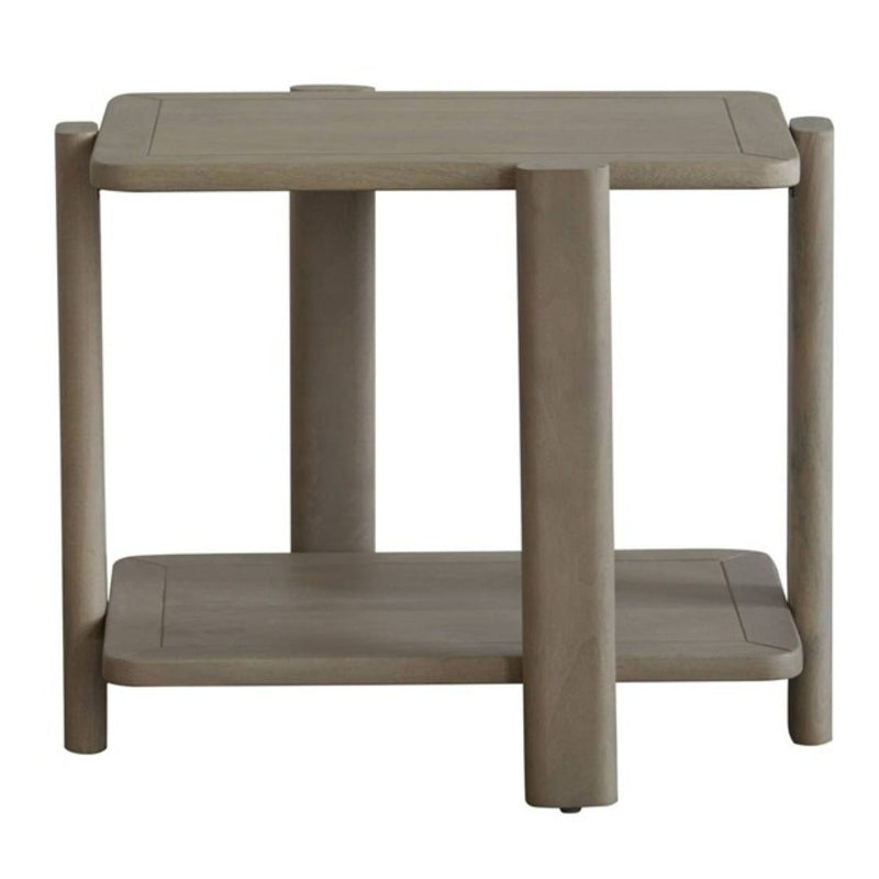 22" Distressed Solid Wood End Table With Shelf - Natural