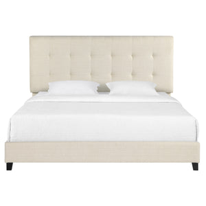 Bridgevine Home King Size Beige Tufted Upholstered Platform Bed