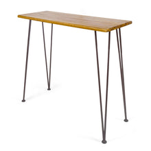 Load image into Gallery viewer, Outdoor Bar Table With Wood Tabletop And Iron Hairpin Legs - Black / Teak
