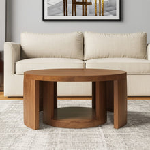 Load image into Gallery viewer, Solid Wood Round Distressed Solid Nested Coffee Tables (Set of 2) - Walnut
