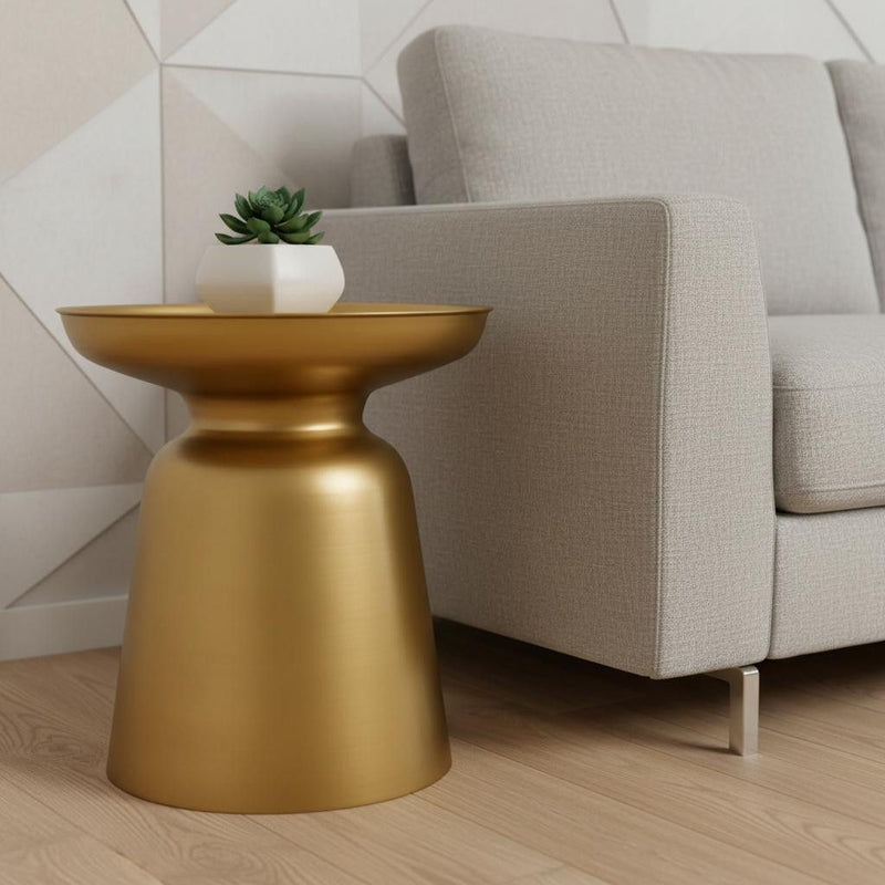 18" Round End Table Metal - Gold