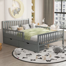 Load image into Gallery viewer, Platform Bed With Guardrails On Both Sides And 2 Storage Drawers
