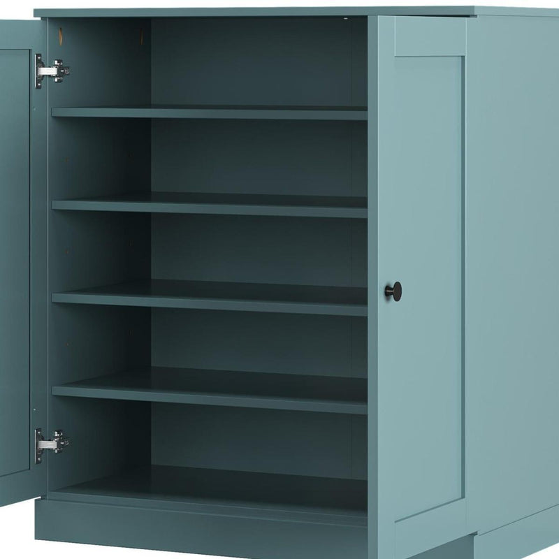 Twenty Pair Solid Woodshoe Storage Cabinet (752350) - Aqua