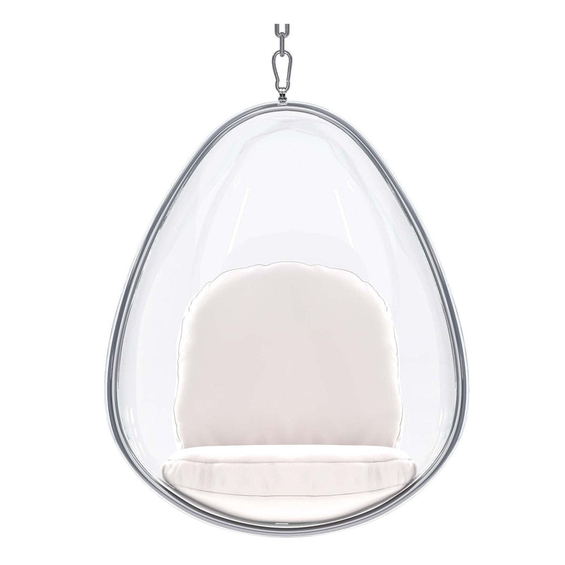 Acrylic And Faux Leather Oval Balloon Chair - White And Silver