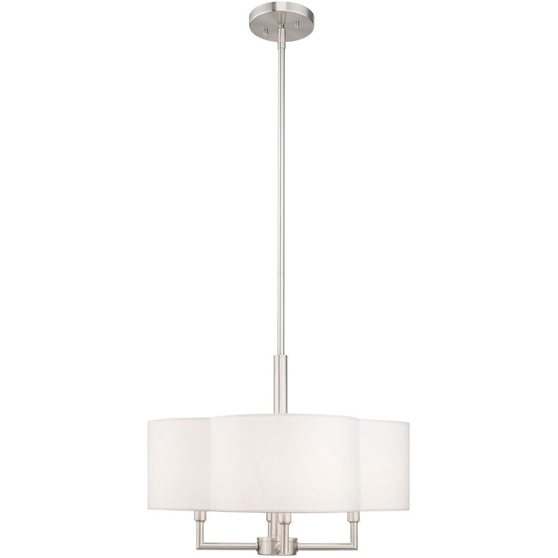 17" Four Light Dimmable Chandelier With Shades - Nickel