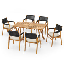Load image into Gallery viewer, Outdoor Rustic Patio Acacia Bistro Set With Cushions
