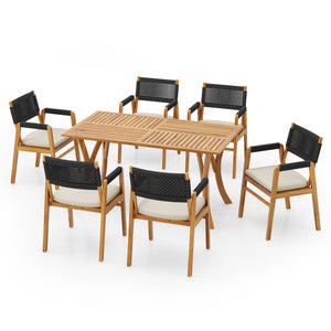 Outdoor Rustic Patio Acacia Bistro Set With Cushions