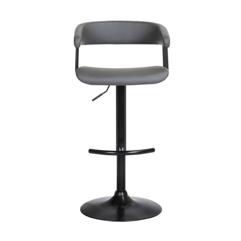 Faux Leather With Metal Swivel Adjustable Height Bar Chair - Gray And Black