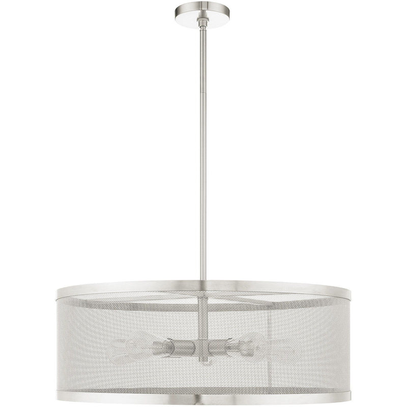 18'' Five Light Dimmable Chandelier With Shades - Nickel
