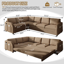Load image into Gallery viewer, L-Shaped Couch With Pull-Out Bed, Convertible Sleeper Sofa With Side Pocket &amp; USB Port
