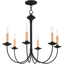 Load image into Gallery viewer, 22" Six Light Dimmable Chandelier With Shades - Black
