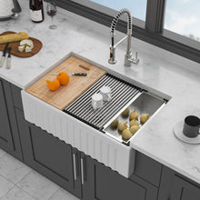 Load image into Gallery viewer, Workstation Single Bowl Apron Front Kitchen Sink - White
