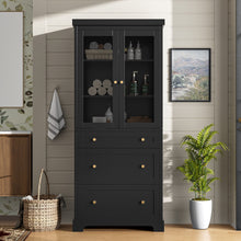 Load image into Gallery viewer, Freestanding Tall Bathroom Cabinet With Adjustable Shelves, Drawers, Soft Close Glass Doors
