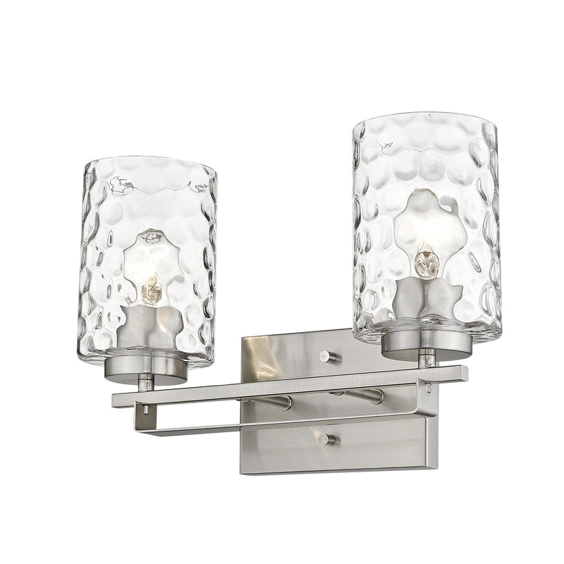 Metal And Pebbled Glass Two Light Wall Sconce - Silver