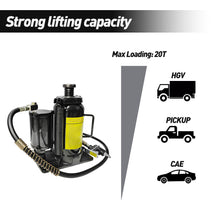 Load image into Gallery viewer, Air Hydraulic Bottle Jack, 20 Ton / 40000 Lbs Bottle Jack, 10.23-20.07-Inch Lifting Range, Manual Handle And Air Pump - Black
