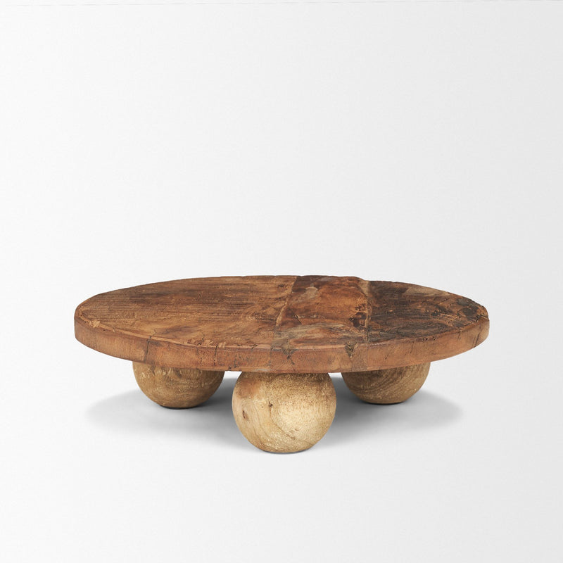 Reclaimed Wood Hand Finished Round Riser Tray (731283) - Brown