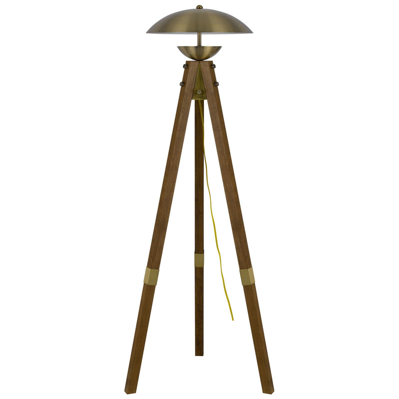 Tripod Floor Lamp With Antiqued Brass Dome Shade - Brass