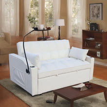Load image into Gallery viewer, Modern Loveseat Futon Sofa With Pullout Bed, Adjustable Reclining Backrest, Toss Pillows
