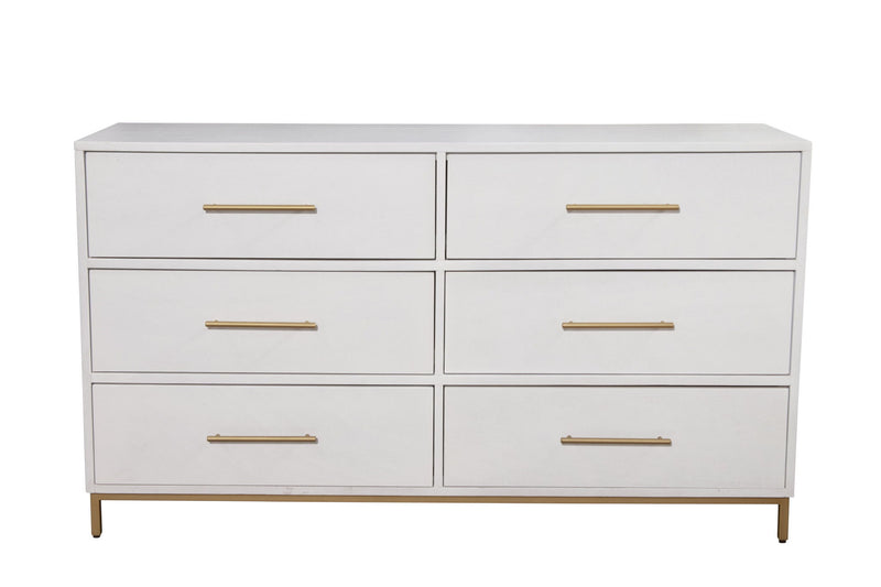 Wood 6 Drawer Double Dresser - White