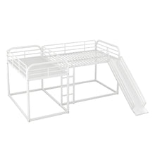 Load image into Gallery viewer, Full and Twin Size L-Shaped Bunk Bed with Slide and Short Ladder, White
