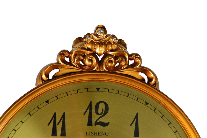 Silent Pendulum Ornate Round Wall Clock (626563) - Gold / Black