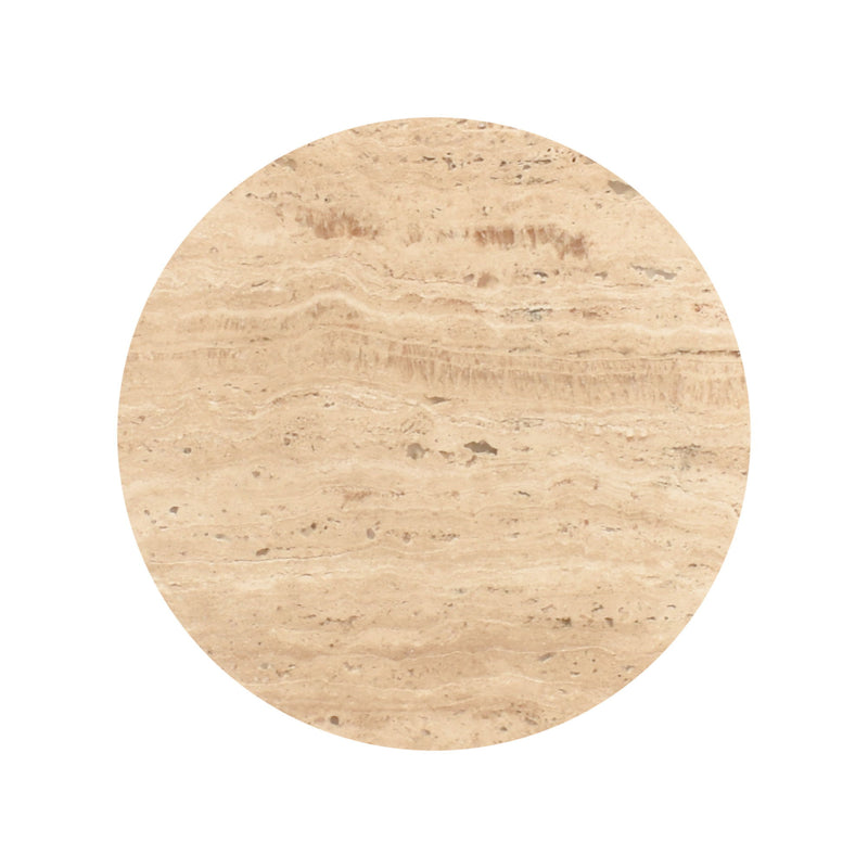 Marble Round Pedestal End Table - Beige / Brown / Gold