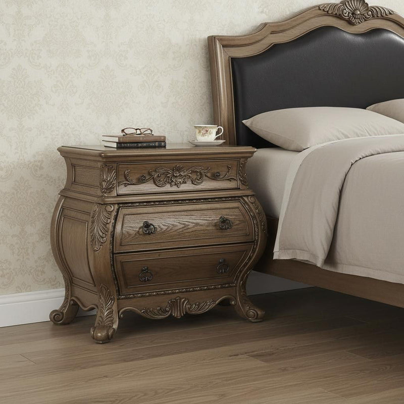 Novelty Three Drawers Solid Wood Nightstand - Champagne