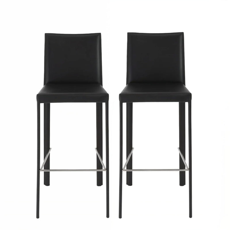 21.1" x 17.3" x 41" Steel Low Back Bar Height Bar Chairs (Set of 2) - Black