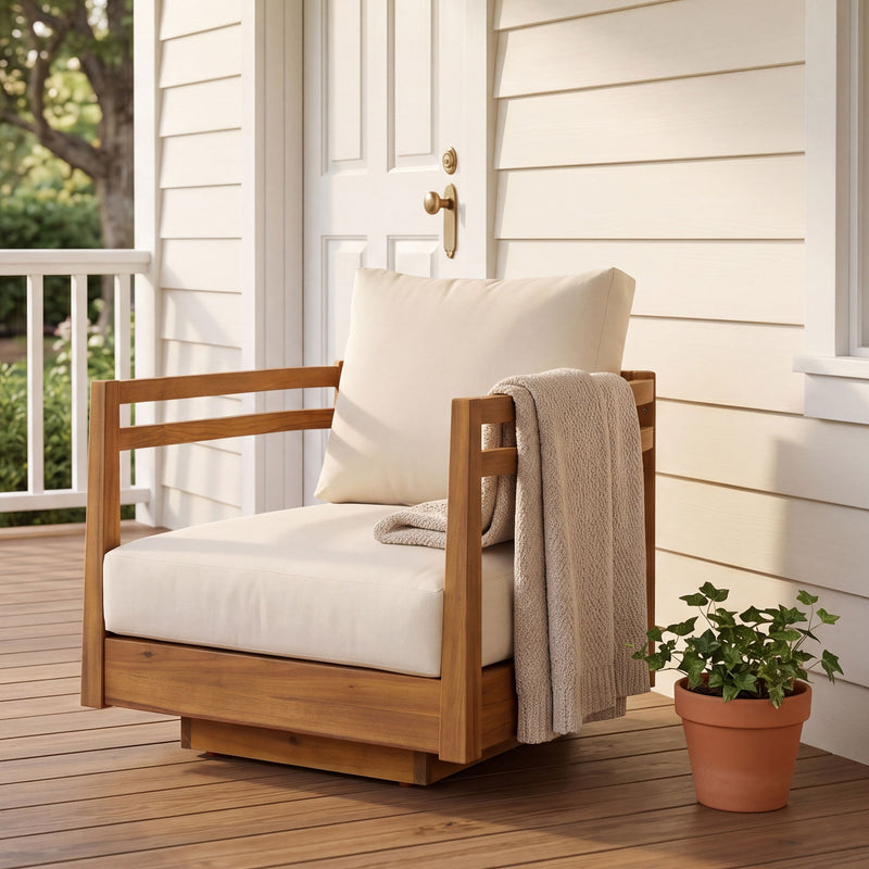 Outdoor Smooth Swivel Chair With Cushions