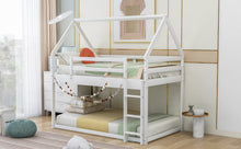 Load image into Gallery viewer, Twin over Twin Low Bunk Bed, House Bed with Ladder , White(OLD SKU:WF197808AAK)
