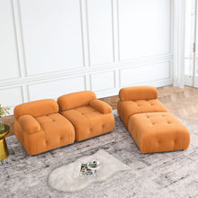 Load image into Gallery viewer, Modular Sectional Sofa, Button Tufted Designed and DIY Combination,L Shaped Couch with Reversible Ottoman, Orange Velvet
