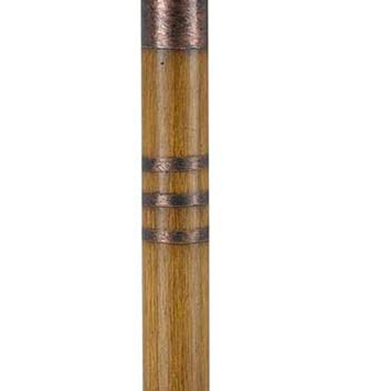 Rustic Metal Table Lamp With Brown Empire Shade - Bronze And Oak