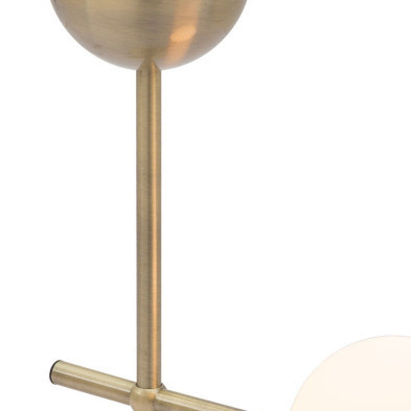 Metal Bedside Table Lamp With Off-White Globe Shade - Brass