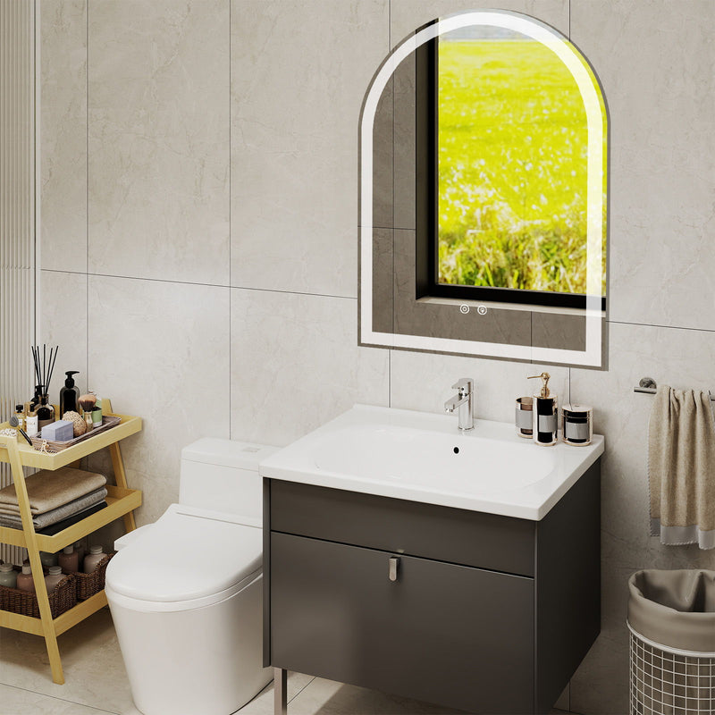 28" Arch Frameless Accent Mirror - White