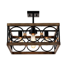 Load image into Gallery viewer, Kitchen Island Lights Ceiling Light Farmhouse Dining Room Light Fixture, Wood And Metal Rectangular Ceiling Light, Ceiling Lighting For Living Room, Conference Room, Home Office
