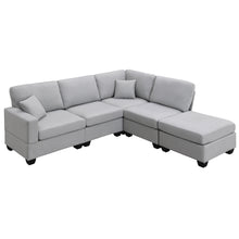 Load image into Gallery viewer, [VIDEO provided][New]89.8*60.2&quot; Modern Sectional Sofa,5-Seat Modular Couch Set with Convertible Ottoman,L-Shape Linen Fabric Corner Couch Set with 2 Pillows for Living Room,Apartment,Office, 3 Colors
