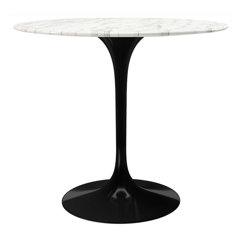 32" Marble And Metal Dining Table - Black