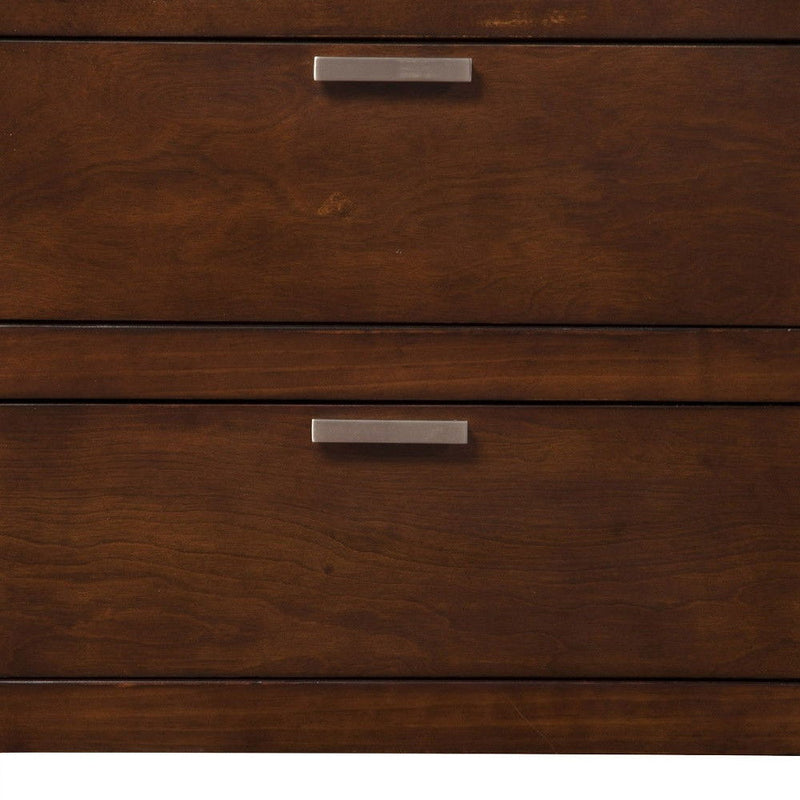 Two Drawers Faux Wood Nightstand - Brown